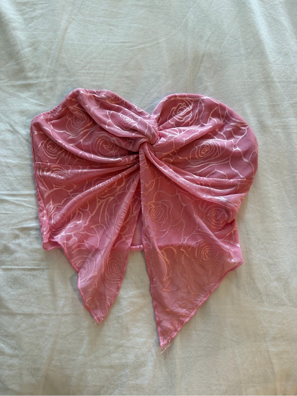 SHEIN Pink Floral Tie-Front Bandeau Scarf Top
